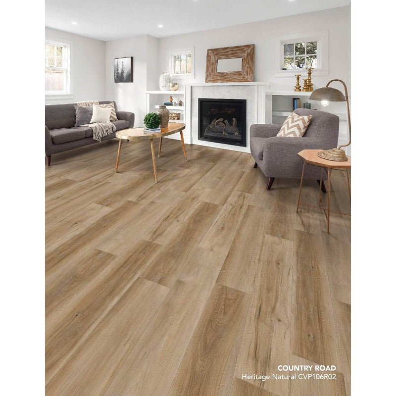 Healthier Choice Flooring CVP106R02 Flooring Plank, 60 in L, 9 in W, Pressed Bevel Edge, Stone Polymer Composite/Vinyl