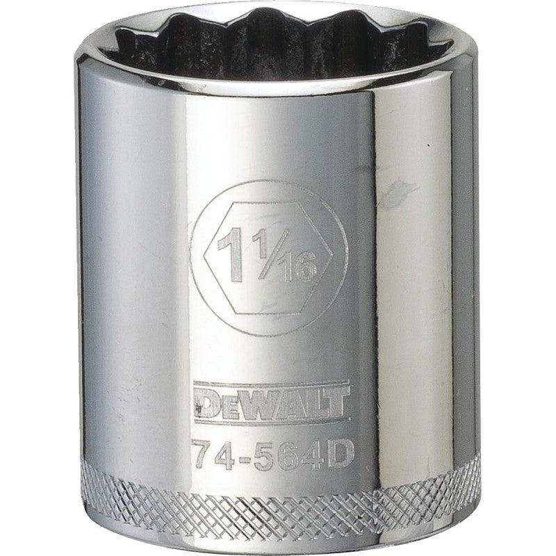 DEWALT DWMT74564OSP Drive Socket, 1-1/16 in Socket, 1-5/8 in OAL, 1/2 in Drive, 12-Point, Vanadium Steel