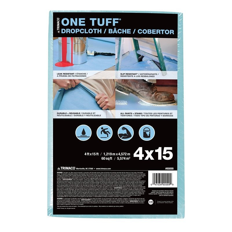 Trimaco 90099 Drop Cloth, 15 ft L, 4 ft W, Sontara Fabric, Blue