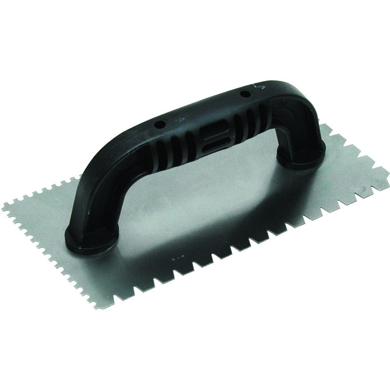 QLT 238 Trowel, 9 in L, 4 in W, Flat V and U Notch