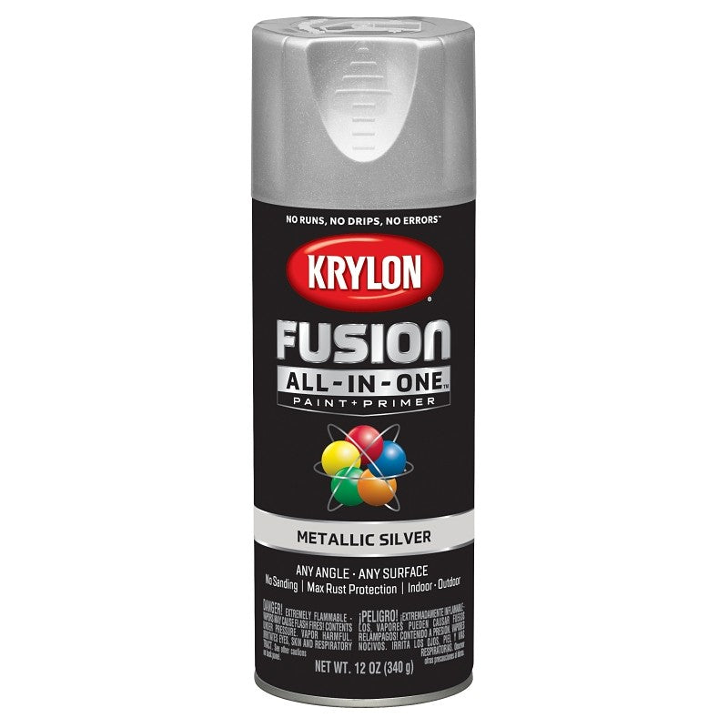 Krylon K02773007 Spray Paint, Metallic, Silver, 12 oz, Can