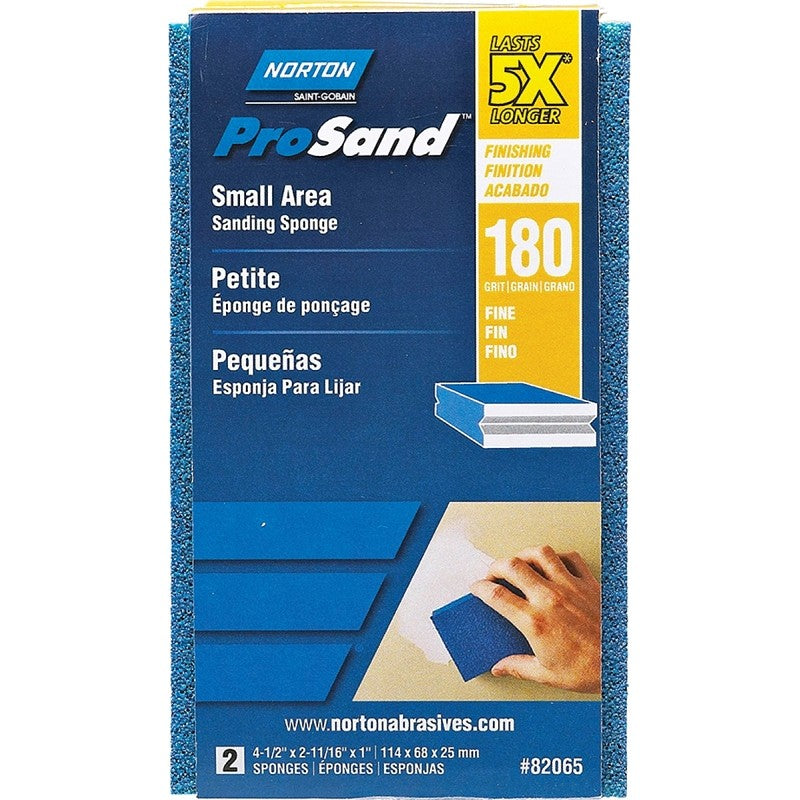 Norton ProSand 82065 Sanding Sponge, 4-1/2 in L, 2-11/16 in W, 180 Grit, Very Fine