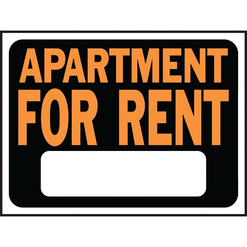 Hy-Ko Hy-Glo Series 3001 Identification Sign, 8-1/2 x 12 in Dimensions, Rectangular, APARTMENT FOR RENT, Plastic, 10/PK (Pack of 10)