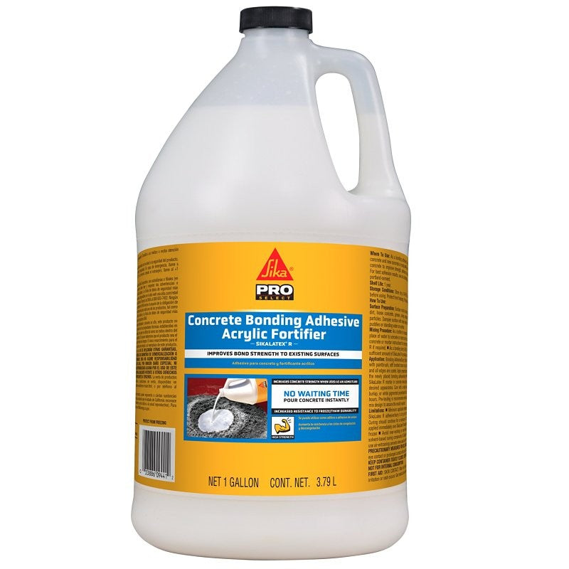 Sika SikaLatex R PRO SELECT Series 187782 Bonding Additive, Liquid, Milky White, 1 gal Jug