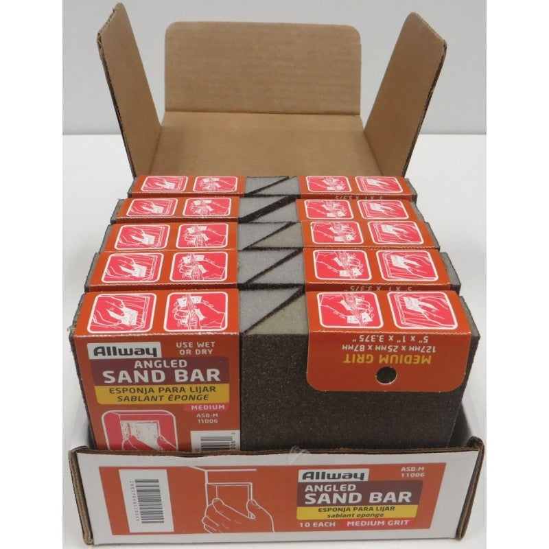 ALLWAY ASB-M Sand Bar, 5 in L, 3-1/2 in W, Medium, Aluminum Oxide Abrasive (Pack of 10)
