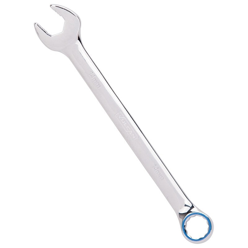 Vulcan MT6548234 Combination Wrench, Metric, 14 mm Head, Chrome Vanadium Steel, Silver, Round Handle