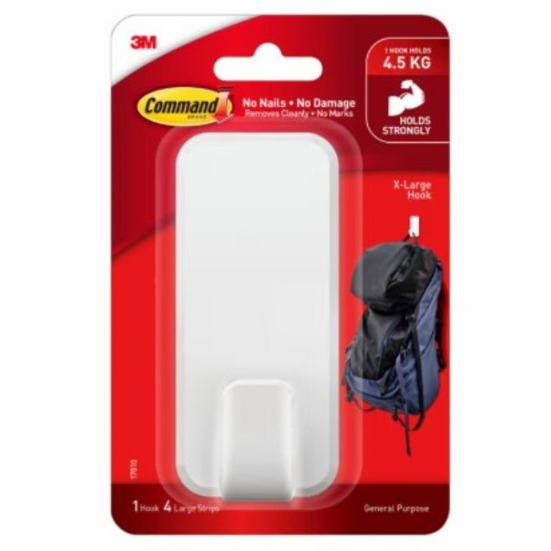 Command 17010-ES Extra Large Hook, 4.54 kg, White