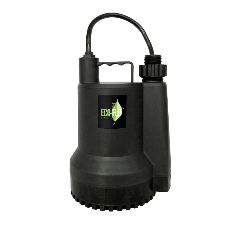 Eco-Flo SUP54 Submersible Utility Pump, 115 V, 1/6 hp, 20 ft Max Head, 1680 gph, Thermoplastic
