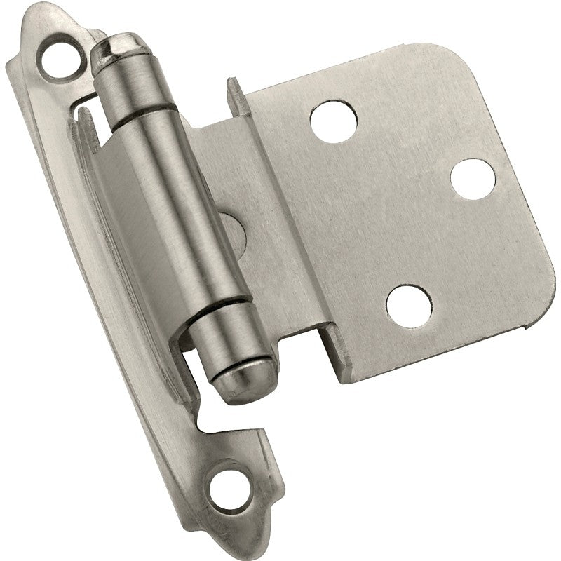 Amerock BPR3428G10 Hinge, 3/8 in Inset, Satin Nickel, 2-3/4 in L x 2-3/16 in W, Self-Closing Hinge