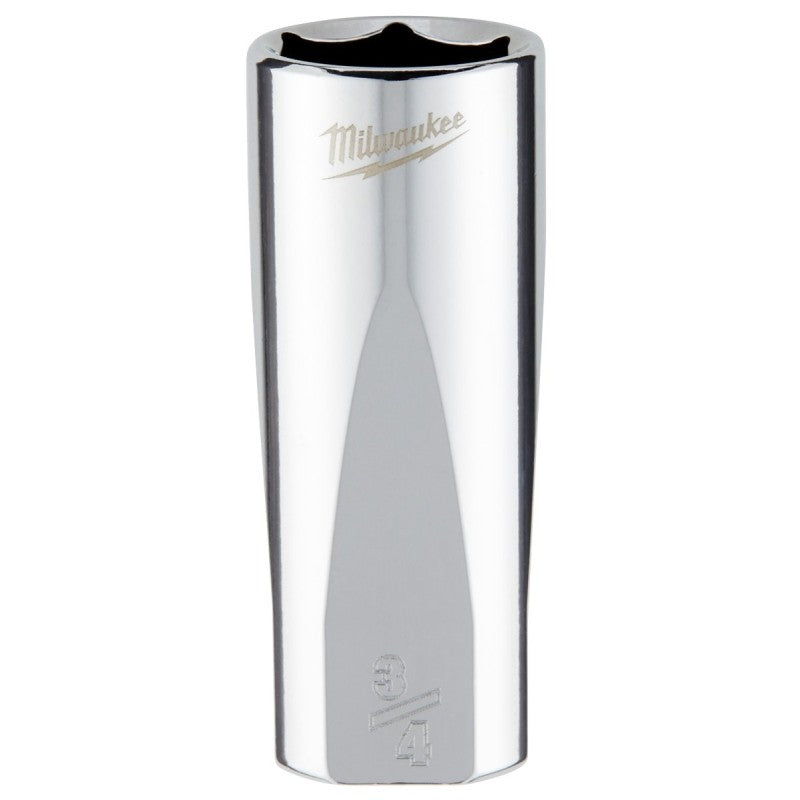 Milwaukee 45-34-7500 Socket, 3/4 in Socket, Deep Socket, 3.543 in OAL, 3/8 in Drive, 6-Point, Chrome Vanadium Steel