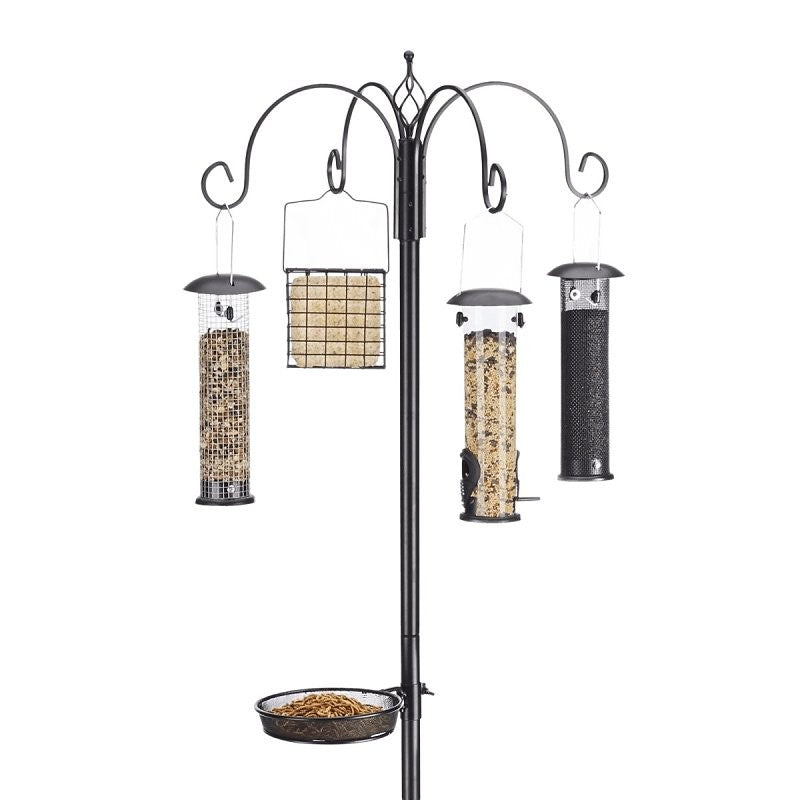 North States 1862 Ultimate Bird Feeding Station, Screened, Suet, Tube, Metal/Plastic, Black