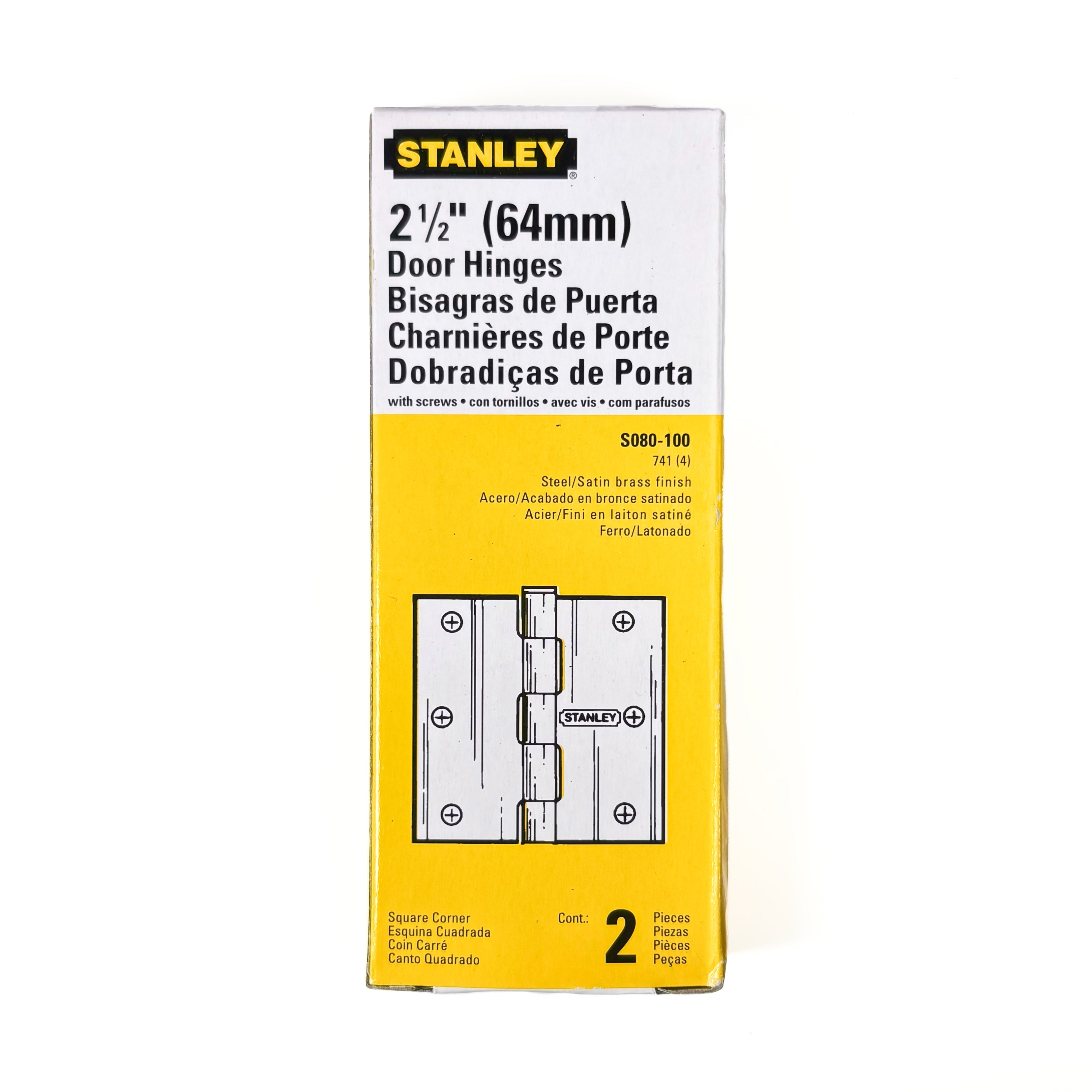 Removable Pin Broad Hinge 2-1/2 Inch Satin Brass 2 Pack