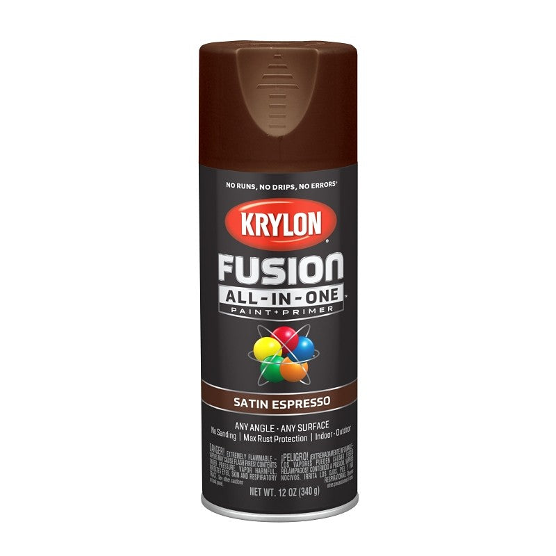 Krylon K02738007 Spray Paint, Satin, Espresso, 12 oz, Can