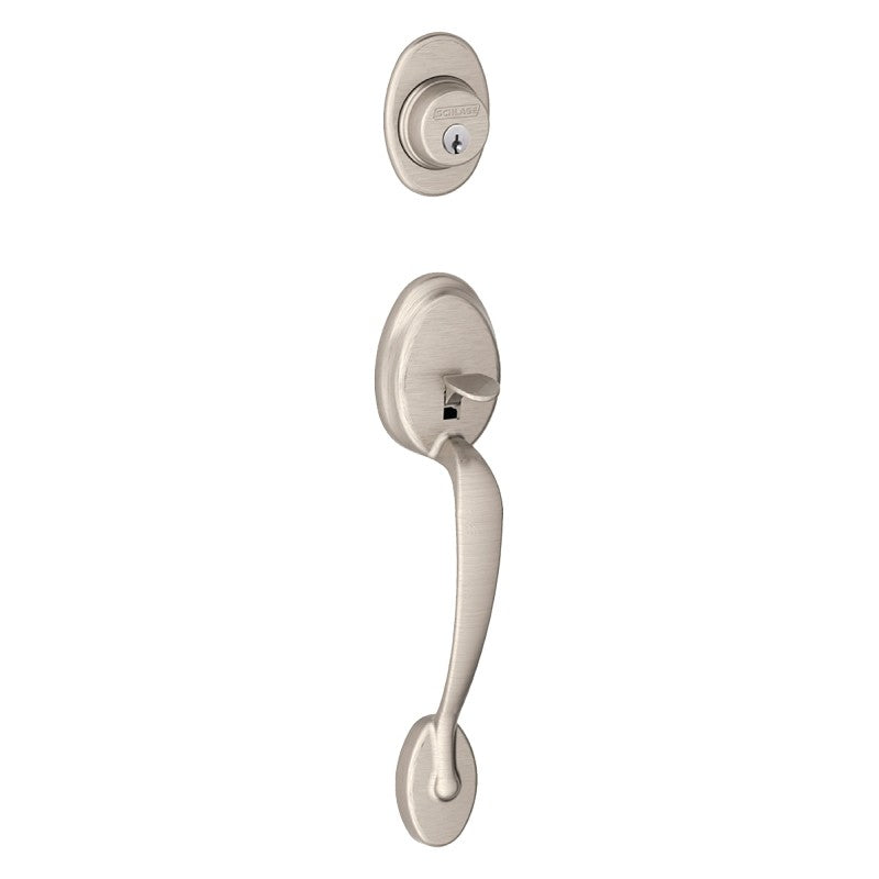 Schlage F60PLYGEO619 Combination Lockset, Mechanical Lock, Knob Handle, Round Design, Satin Nickel, 1 Grade, Metal