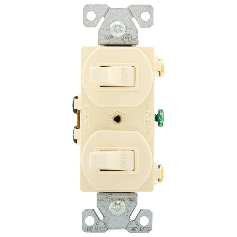Eaton Wiring Devices 271LA Series Combination Toggle Switch, Light Almond, 15 A, 120/277 V, Screw Terminal (Pack of 10)