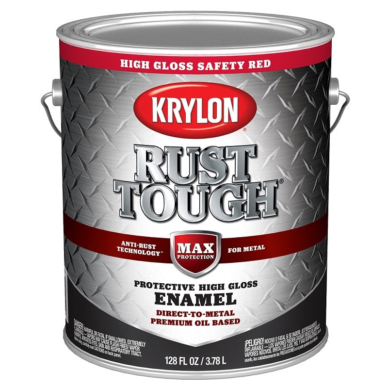 Krylon Rust Tough K09737008 Rust Preventative Paint, Gloss, Radiant/Safety Red, 1 gal, 400 sq-ft/gal Coverage Area (Pack of 4)
