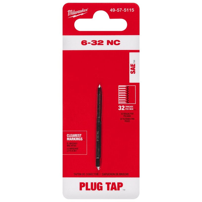 Milwaukee 49-57-5115 Straight Flute Plug Tap, #6-32 Thread, Coarse Thread, HCS