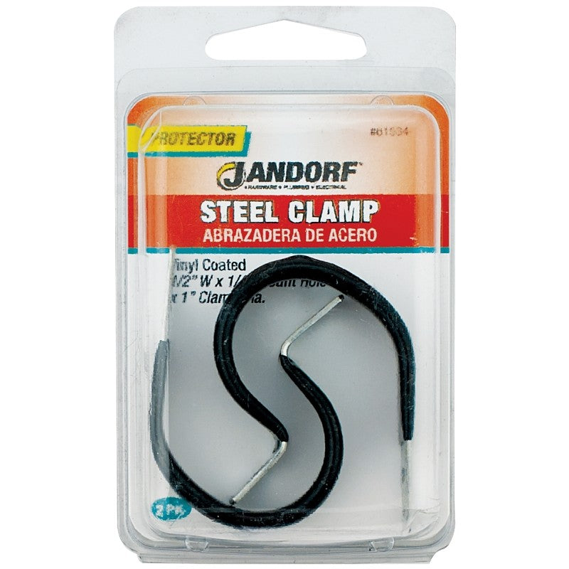 Jandorf 61534 Loom Clamp, 1 in Max Bundle Dia, 1/2 in W, Steel/Vinyl, Black