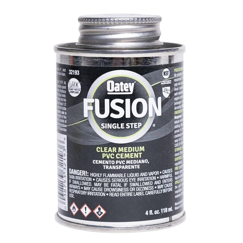 Oatey Fusion 321931 Cement, 4 oz Can, Liquid, Clear (Pack of 12)