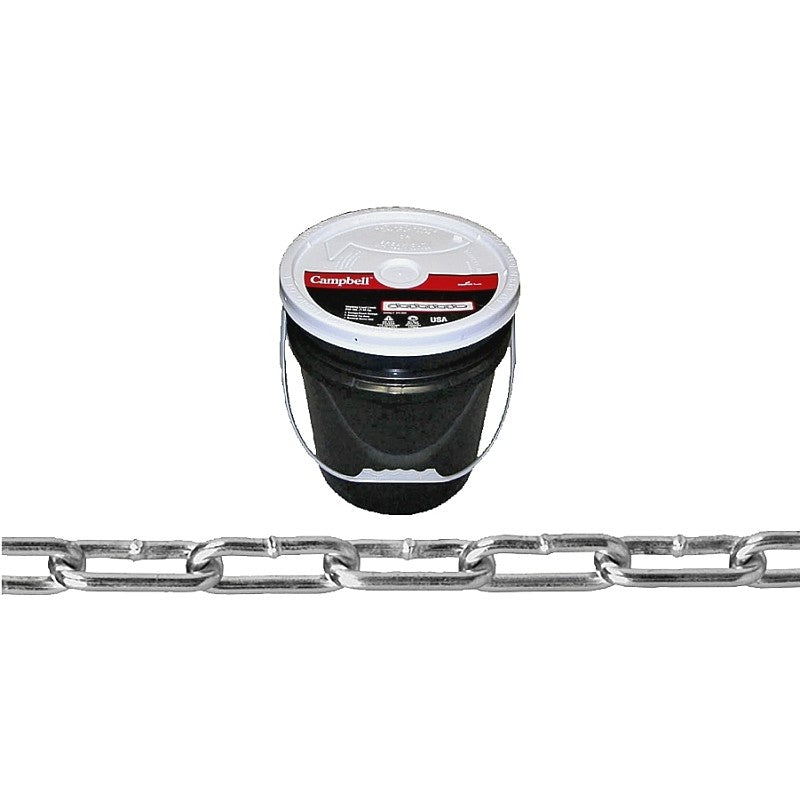 Campbell 0332023 Straight Link Coil Chain, #2/0, 400 ft L, 520 lb Working Load, Steel, Zinc