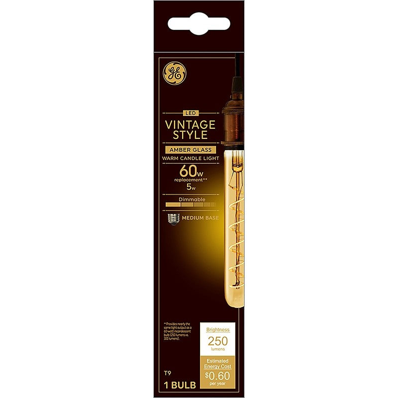 GE Industrial Solutions 36513 LED Bulb, Linear, T9 Lamp, E26 Lamp Base, Dimmable, Amber