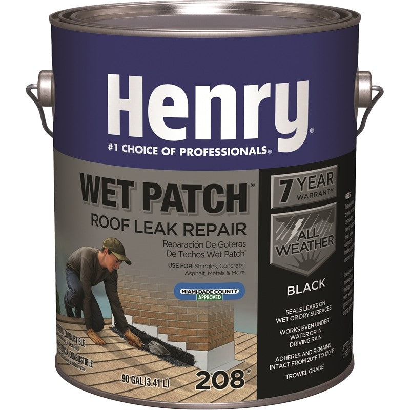 Henry Wet Patch 208R Series HE208042 Roof Cement, Black, Liquid, 1 gal Can (Pack of 4)
