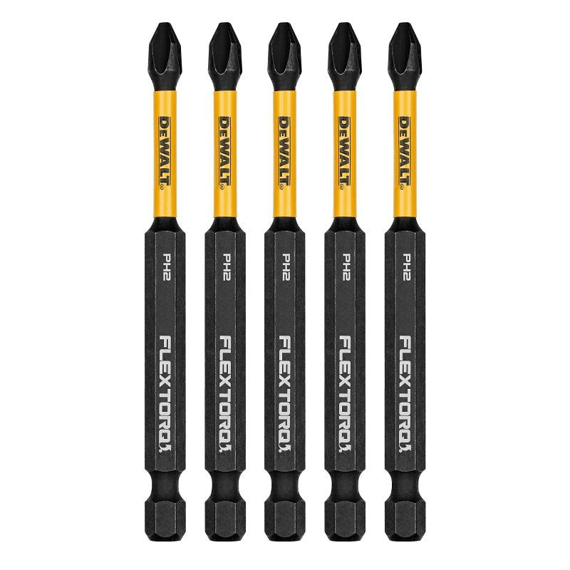 DEWALT FLEXTORQ DWAF3PH2IR5 Impact Screwdriver Bit, #2 Drive, Phillips Drive, 1/4 in Shank, Hex Shank, 3-1/2 in L, Steel