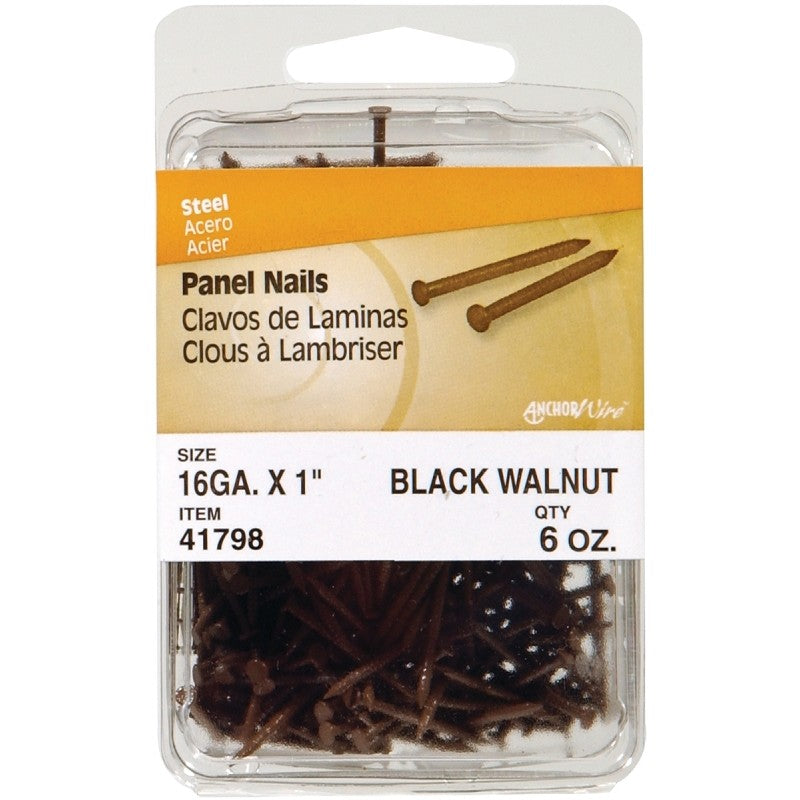 Hillman 41799 Panel Nail, 1-5/8 in L, Steel, Panel Head, Ring Shank, Walnut, 6 oz (Pack of 5)