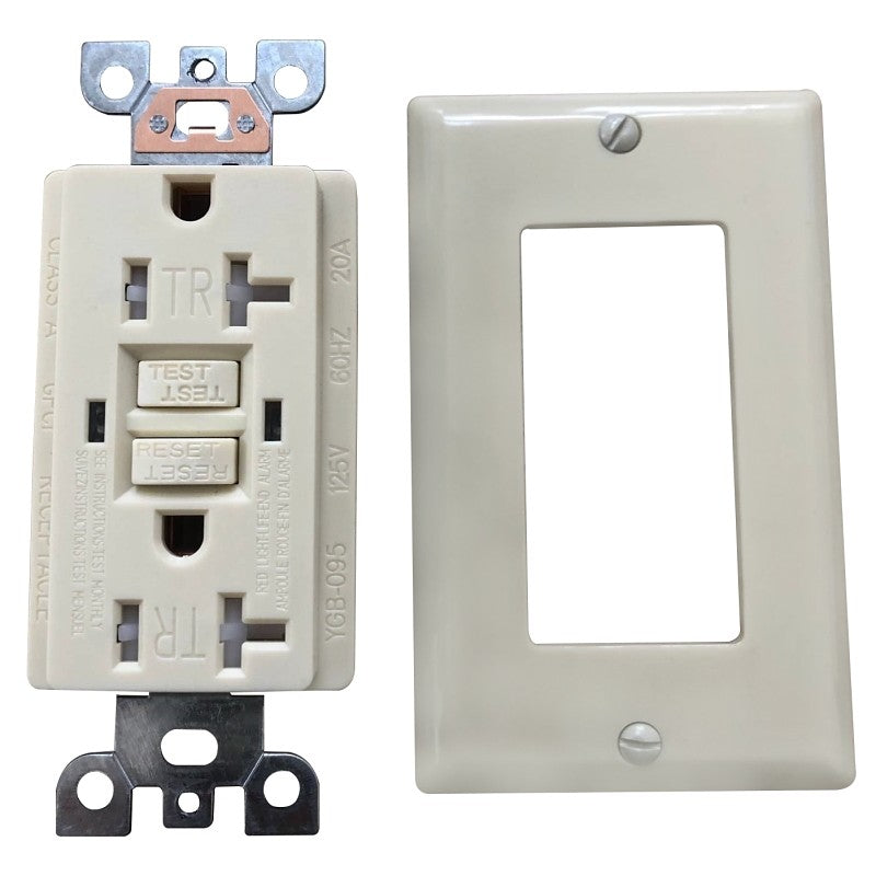 Genmax TR20VST GFCI Outlet, 20 A, Ivory
