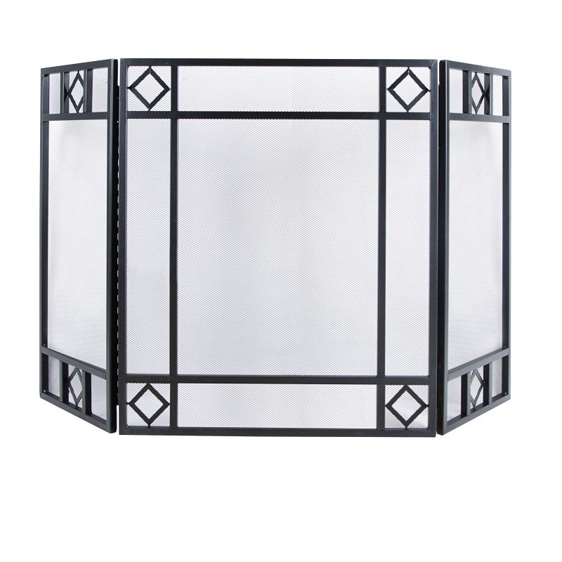 Simple Spaces S38907BK Fire Place Panel Screen, 52 in W, 30 in H, Steel, Powder Coated, Black