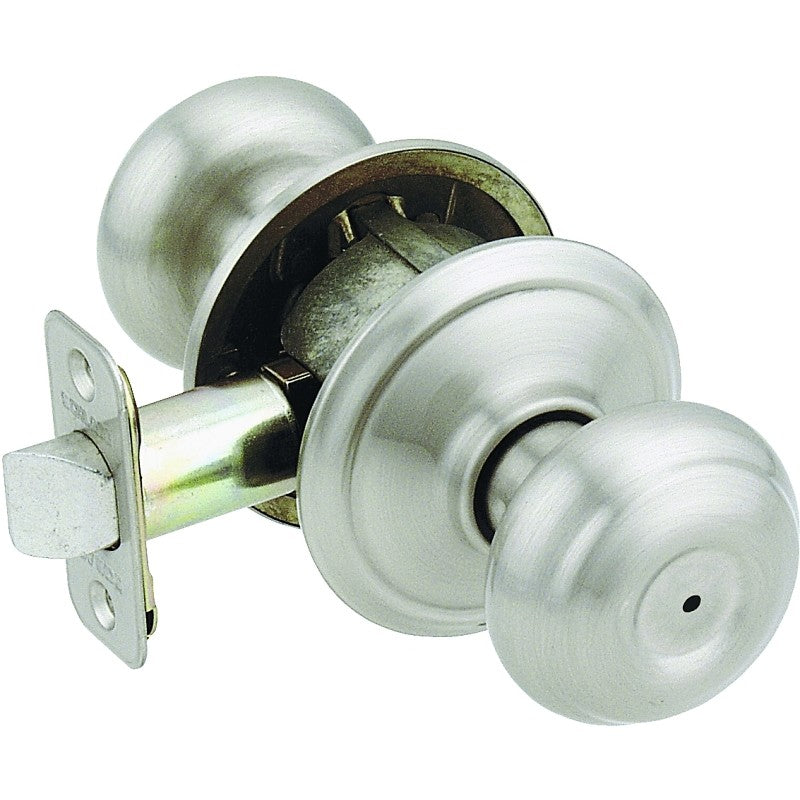 Schlage Georgian Series F40GEO619 Privacy Lockset, Round Design, Knob Handle, Satin Nickel, Metal, Interior Locking