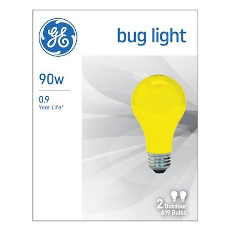GE 93130582 Bug Bulb, 90 W, A19 Lamp, E26 Medium Lamp Base, 700 Lumens, Yellow, 1000 hr Average Life