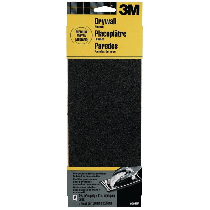 3M 9092 Sandpaper, 11 in L, 4-3/16 in W, 100 Grit, Medium, Silicone Carbide Abrasive
