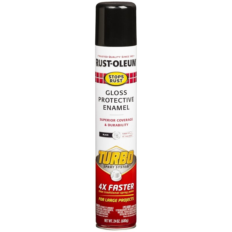 Rust-Oleum 334128 Rust Preventative Spray Paint, Gloss, Black, 24 oz, Can Turbo (Pack of 6)