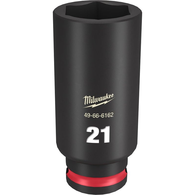 Milwaukee SHOCKWAVE Impact Duty Series 49-66-6162 Deep Impact Socket, 21 mm Socket, 3/8 in Drive, Square Drive, 6-Point