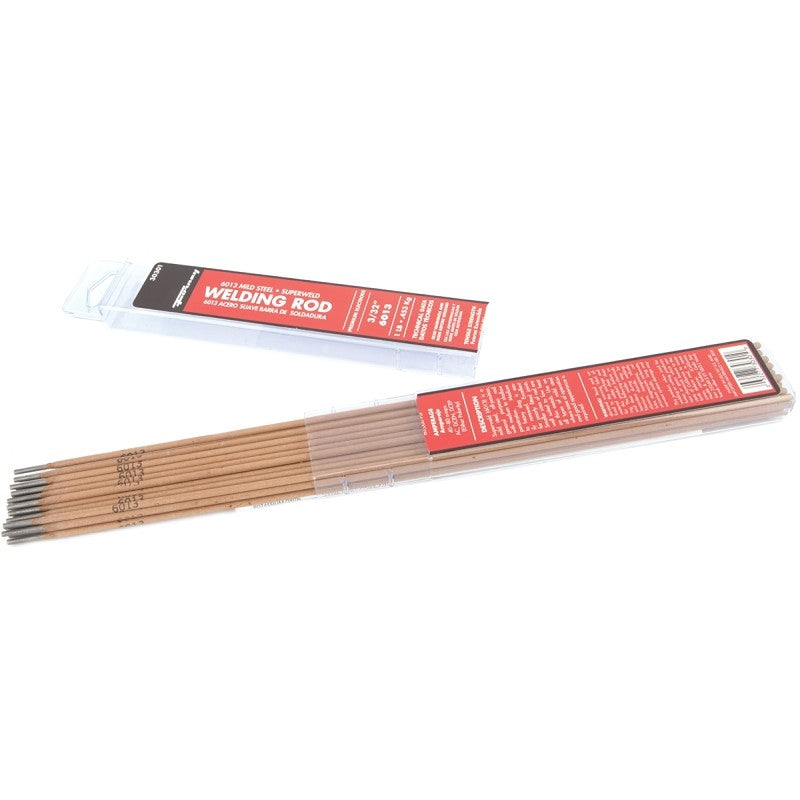 Forney 30301 Stick Electrode, 83000 psi Tensile Strength, Applicable Materials: Mild Steel, 3/32 in Dia, 14 in L