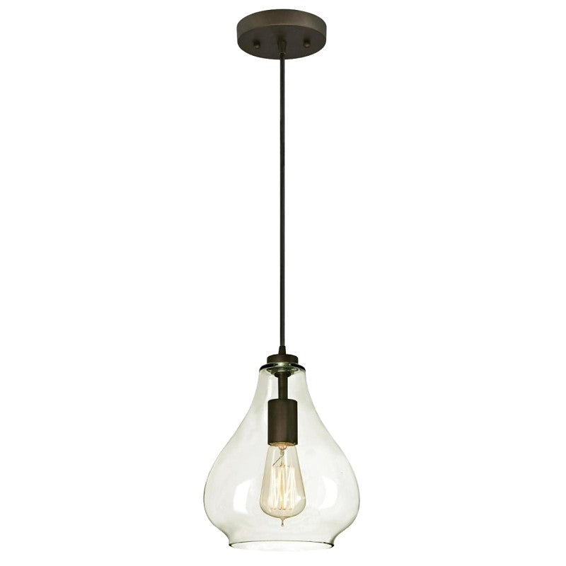 Westinghouse 6102600 Adjustable Mini Pendant, 1-Lamp, Oil-Rubbed Bronze Fixture, Clear Color