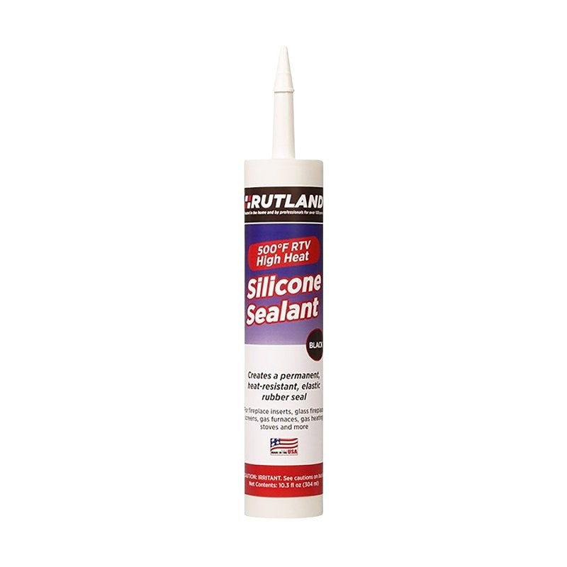 Rutland 76 Silicone Sealant, Black, 24 hr Curing, 10.3 oz, Cartridge