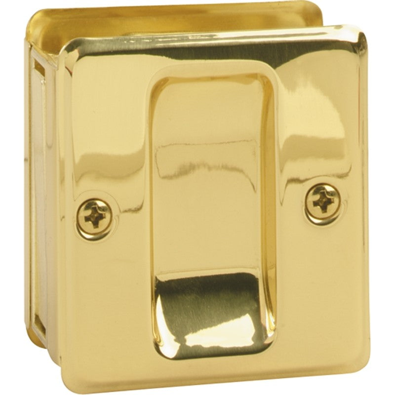 Schlage SC990B3 Pocket Door Pull, 2-1/2 in W, 2-3/4 in H, Brass, Brass