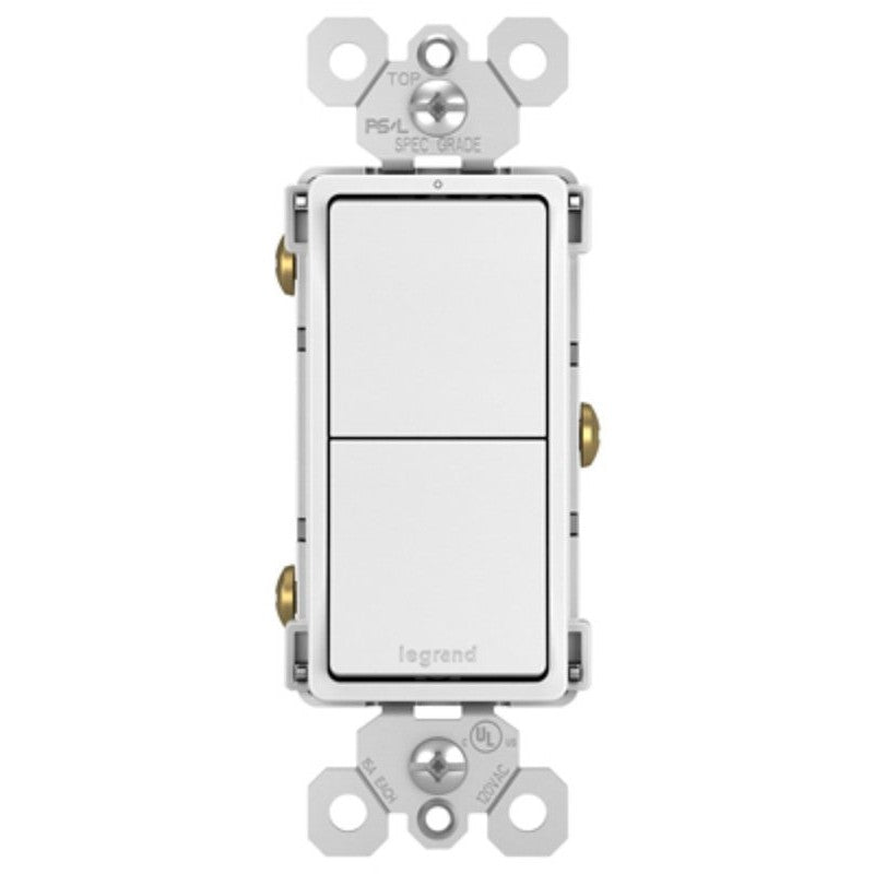 Legrand radiant RCD11WCC6 Decorator Switch, 15 A, 120/125 VAC, Back Wire, Side Wire Terminal, White