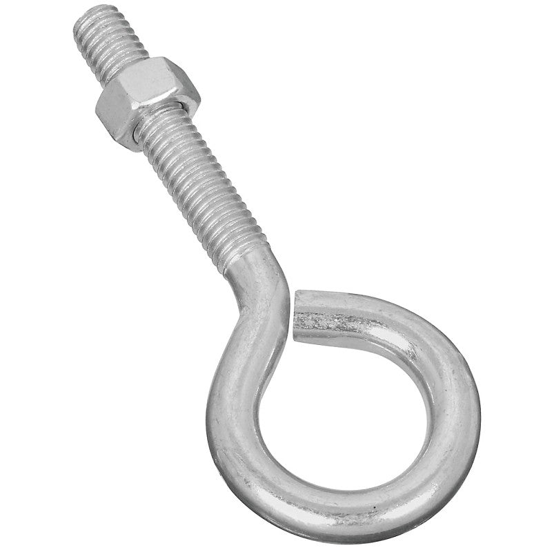 National Hardware N221-267 Eye Bolt, 4 in OAL, 3/8-16 Thread, 2 in L Thread, 1 in ID Dia Eye, 2.35 in L Shank, Steel (Pack of 10)
