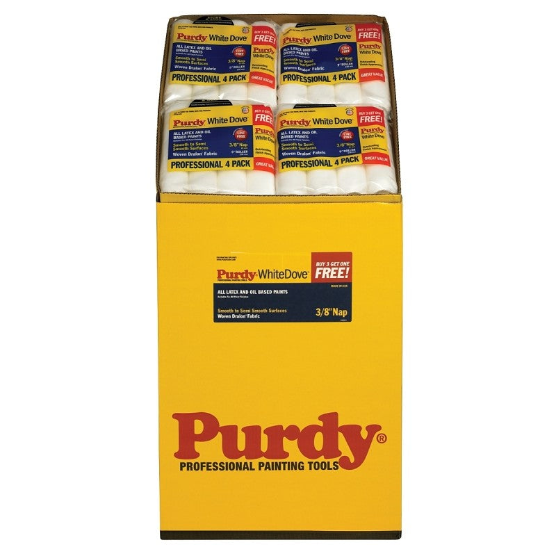 Purdy 14B863400 Paint Roller Cover, 3/8 in Thick Nap, 9 in L, Woven Fabric Cover, White