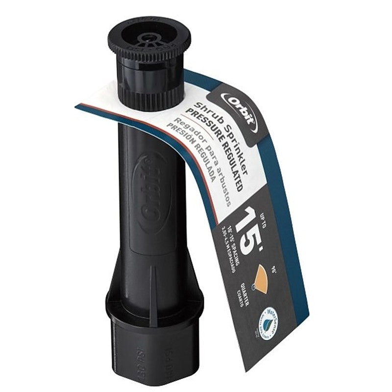 Orbit 54273 Shrub Head Sprinkler, Part-Circle, 0.61 gpm, 1/2 in Connection, Female, 1 to 10 ft, Plastic