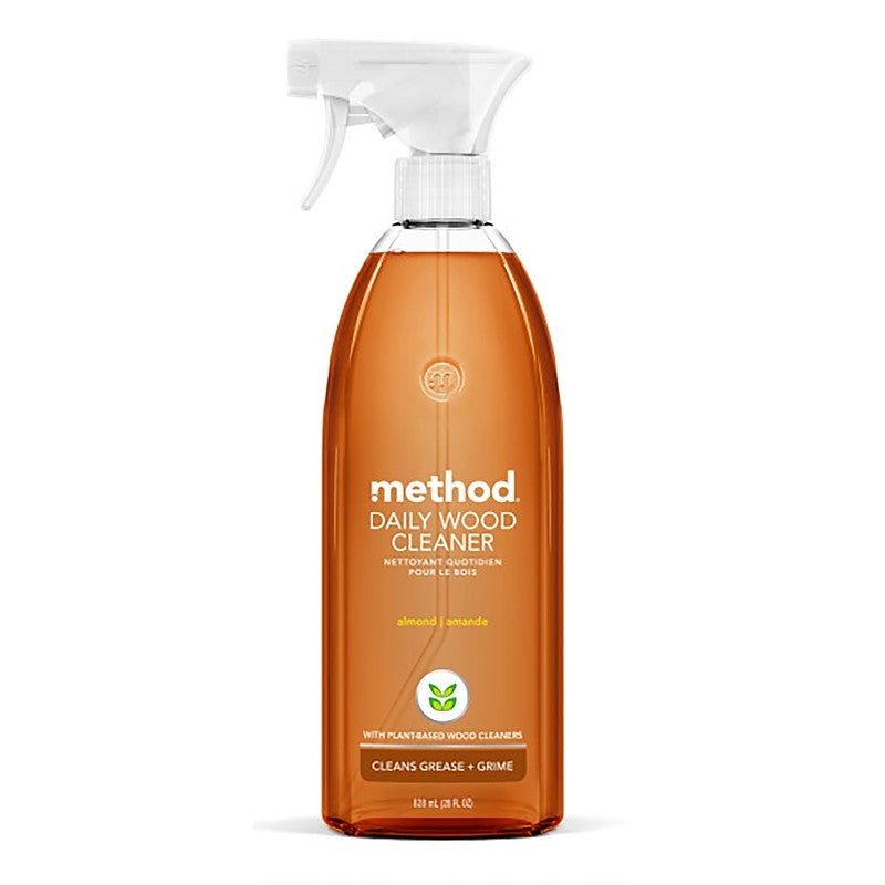 method Wood for Good 1182 Daily Wood Cleaner, 28 oz Bottle, Liquid, Almond, Translucent Amber