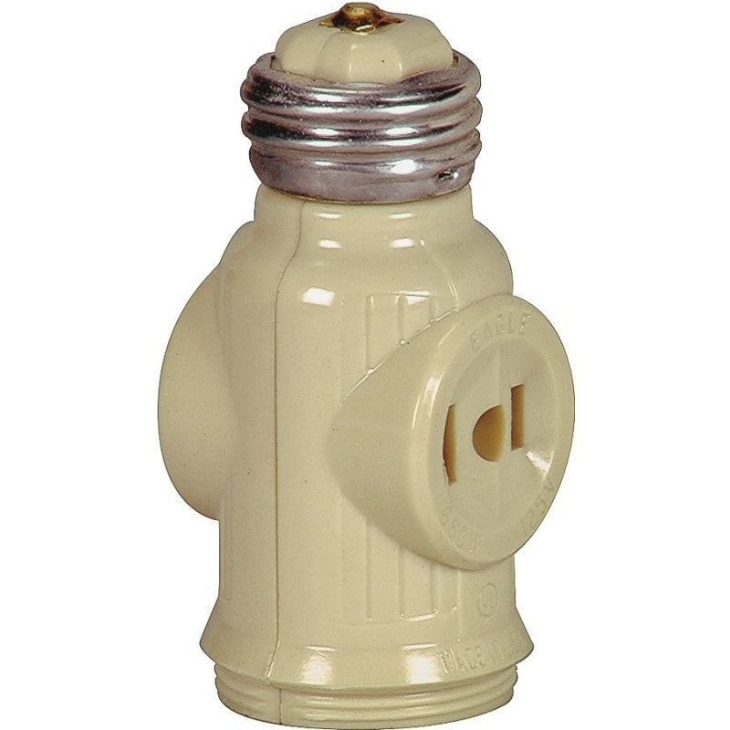 Eaton Wiring Devices BP715V Adapter, Medium Base, 660 W, 2-Outlet, Ivory