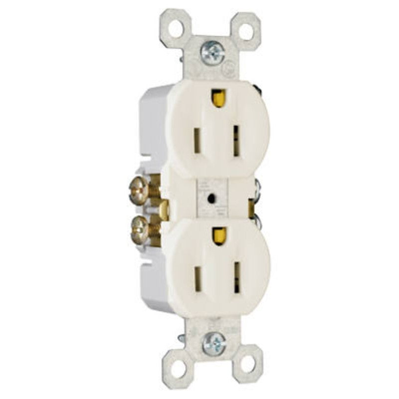 Pass & Seymour TradeMaster Series 3232LATU Duplex Receptacle, Thermoplastic, Light Almond, 2-Pole, 15 A, 125 V, 3-Wire