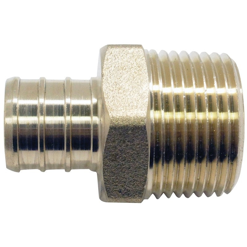 Apollo APXMA34345PK Pipe Adapter, 3/4 in, PEX x MPT, Brass, 200 psi Pressure, 5/PK