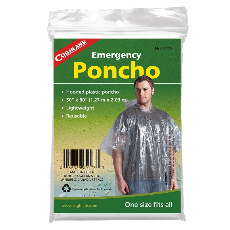 Coghlan's 9173 Emergency Poncho, One-Size, Polyethylene, Clear, Reusable (Pack of 24)