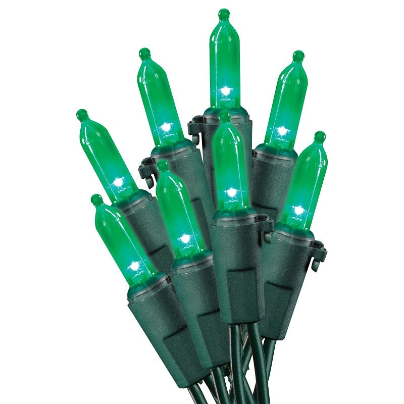 Hometown Holidays U10E406F Light Set, Christmas, 120 V, 4.8 W, 50-Lamp, LED Lamp, Green Lamp, 13.58 ft L