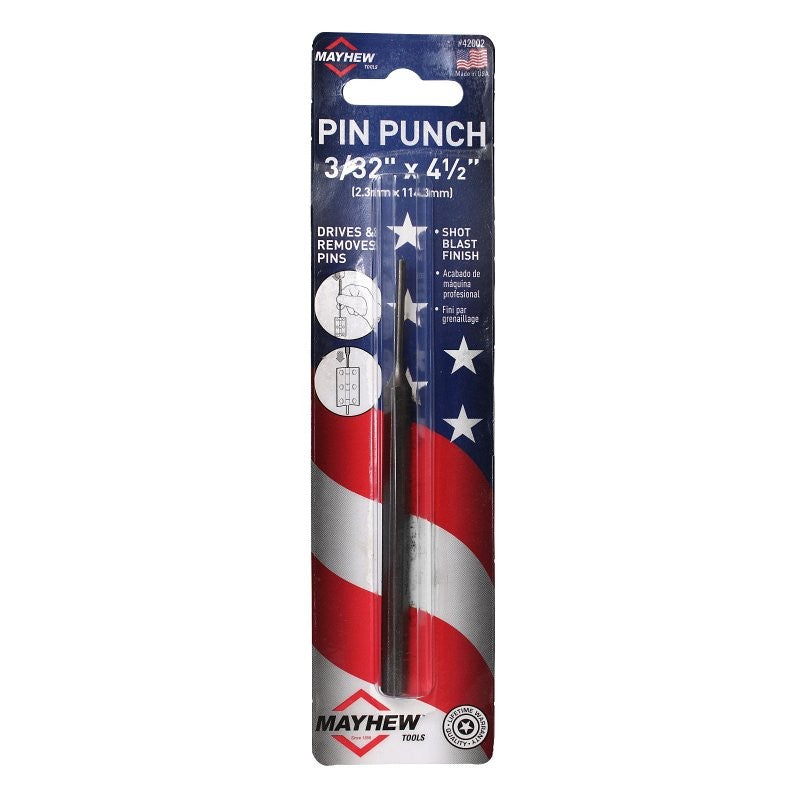 Mayhew 42002 Pin Punch, 3/32 in Tip, 4-1/2 in L